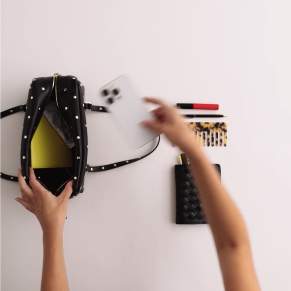 ❤️ NWT J. Crew Studded Leather Black Handbag - Picture 8 of 12